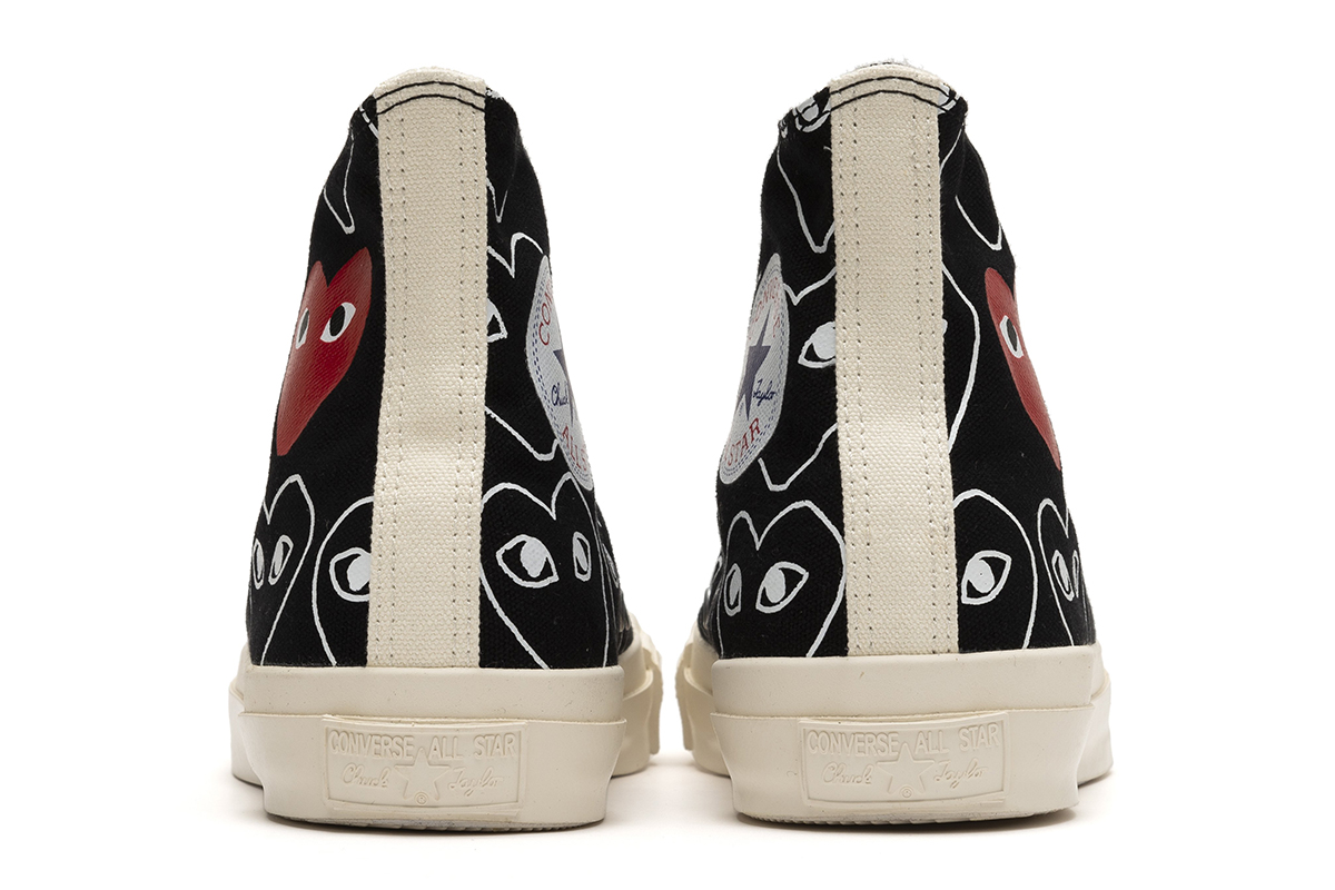 comme des garcons converse hearts all over